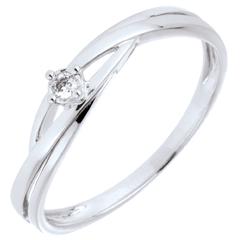 Inel solitaire Cuib Preţios - Dova - aur alb de 9K - diamante de 0.03 carate