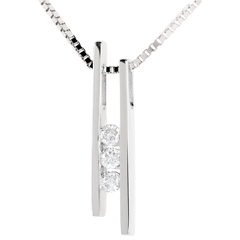 Colier Diapazon Trilogie din aur alb de 18K - 3 diamante