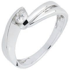 Inel Solitaire Cuib Preţios - Mont diamant - aur alb de 18K