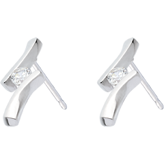 Cercei Cuib Preţios - Apostrof diamante - aur alb de 18k