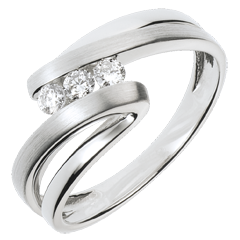 Inel Trilogie Cuib Preţios - Naiade - aur alb de 18K - 3 diamante