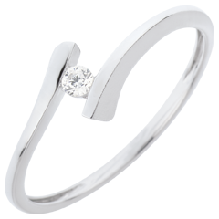 Inel Solitaire Apostrof - aur alb de 18K