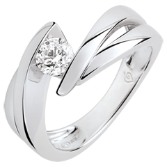 Solitaire Cuib Preţios - Ondine - diamant 0.4 carate - aur alb de 18K
