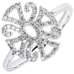 Inel Destin- Arabesc variantă - aur alb 9K şi diamante