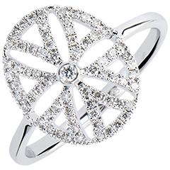Inel Destin - Arabesc variantă - aur alb 18K şi diamante