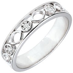 Verighetă Destin - Apolyne - 3 Diamante - aur alb de 18K