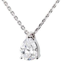 Collier Larme diamant - or blanc 18 carats - 1 carats