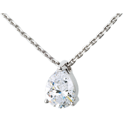 Collier Larme diamant - or blanc 18 carats - 1.25 carats