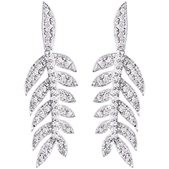 Boucle d'oreilles Lauriers de Gloire - or blanc 9 carats et diamants