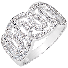 Bague Destinée - Volutes impériales - or blanc 9 carats et diamants
