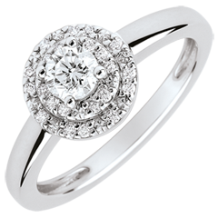 Double Halo Destiny Engagement Ring - 0.25 carat diamond - white gold 18 carats