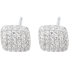 Boucles d'oreilles Coussins diamants or blanc 18 carats
