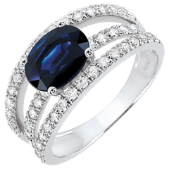 Destiny Engagement Ring - Duchess variation - 1.7 carat sapphire and diamonds - white gold 18 carats