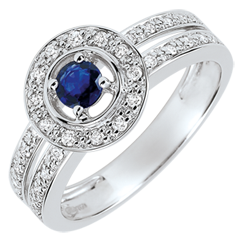 Destiny Engagement Ring - Lady - 0.2 carat sapphire and diamonds - white gold 18 carats