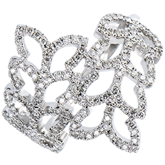Destiny Ring - Willow leaves - white gold 9 carats and diamonds