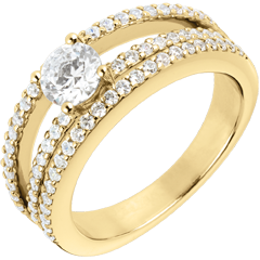 Anello di fidanzamento Destino - Duchessa - oro giallo - diamante centrale 0.5 carati - 67 diamanti
