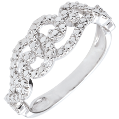 Anillo Destino - Arabescos Entrelazados - oro blanco 9 quilates y diamante