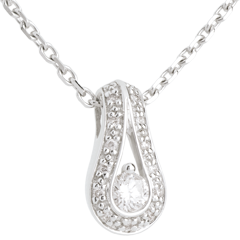 Ciondolo Pendenza pavé - Oro bianco - 18 carati - Diamante - 0.22 carati