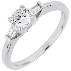 Anello Solitario Destino - Luce - Oro bianco - 18 carati - Diamanti 