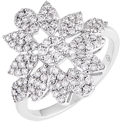 Anillo Destino - Flor de Invierno - oro blanco de 9 quilates y diamantes