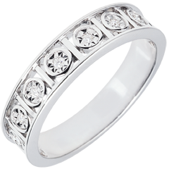 Destiny Trouwring Liefdesgeheim - 9 Diamanten - 18 karaat witgoud