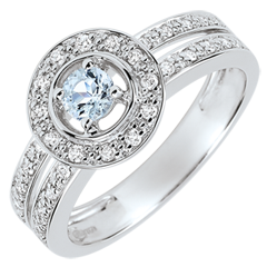 Verlovingsring - Lady - aquamarijn 0.18 karaat en Diamanten -18 karaat witgoud