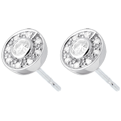 Oorbellen 18 karaat witgoud Bouton - 0.25 karaat