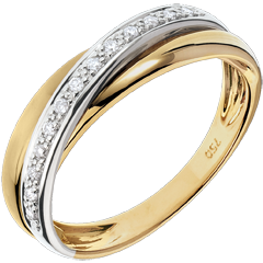 Diamond Saturn Ring - White and Yellow gold - 18 carat