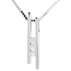 Diapason trilogy necklace white gold - 3 diamonds