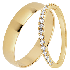 Dúo de alianzas Atelier & Bettina – oro amarillo y diamantes – 9 quilates