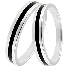 Duo de alianzas Clair Obscur – oro blanco y laca – 18 quilates