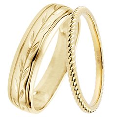 Dúo de alianzas Jardin Enchanté – oro amarillo y diamantes – 18 quilates