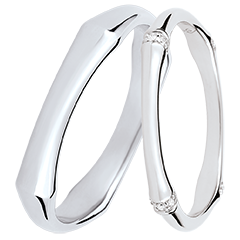 Duo de alianzas Jungle Sacrée – Oro blanco y diamantes – 18 quilates Duo de alianzas Jungle Sacrée – Oro blanco y diamantes – 18 quilates