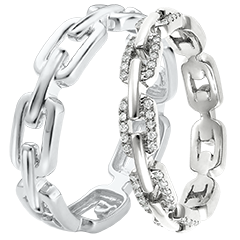 Duo di fedi Maillon Cubain – Oro bianco & diamanti – 18 carati