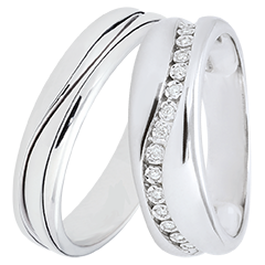 Duo obrączek Amour – białe złoto i diamenty – 18 karatów