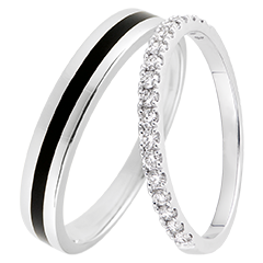 Duo ringen Clair Obscur & Bettina – witgoud, lak & diamanten – 18 karaat Duo ringen Clair Obscur & Bettina – witgoud, lak & diamanten – 18 karaat