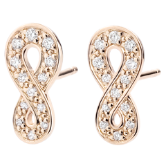Earrings Infinity - rose gold and diamonds - 9 carats