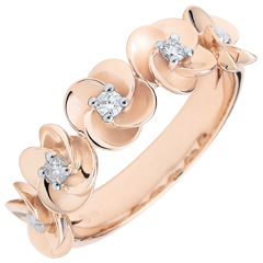 Bague Éclosion- Couronne de Roses - or rose 9 carats et diamants