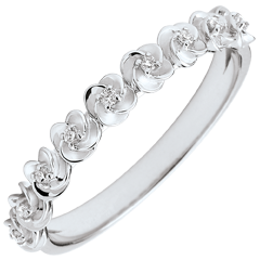 Anillo Eclosión - Guirnaldas de Rosas - modelo pequeño - oro blanco 9 quilates y diamantes