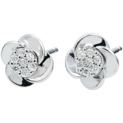 Pendientes Eclosión - Pétalos de Rosa - oro blanco 18 quilates