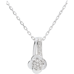 Necklace Eclosion - white gold - Rose Petals - 0.05 carat