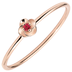 Ring Eclosion - First Rose - small model - pink gold and ruby - 9 carats