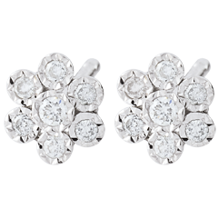Earrings Eclosion- Flower Snowflake variation - white gold