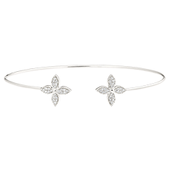 Eclosion Open Bangle Bracelet - Lucky Charms - white gold 9 carats and diamonds