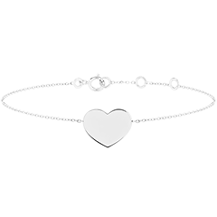 Edenly Yours - Bracelet médaille coeur à graver - or blanc 9 carats