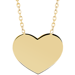 Edenly Yours - Collar de medalla en forma de corazón para grabar - oro amarillo de 18 quilates