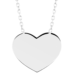 Edenly Yours - Collier médaille coeur à graver - or blanc 18 carats