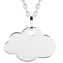 Edenly Yours - Medalla en forma de nube para grabar - oro blanco de 18 quilates