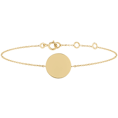 Edenly Yours - Brazalete de medalla redonda para grabar - oro amarillo de 9 quilates