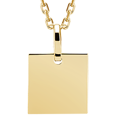 Edenly Yours - Medalla cuadrada para grabar - oro amarillo de 9 quilates